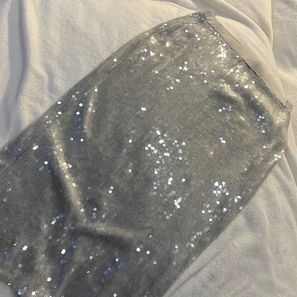 CHAN LUU SEQUENCED GREY MIDI SKIRT